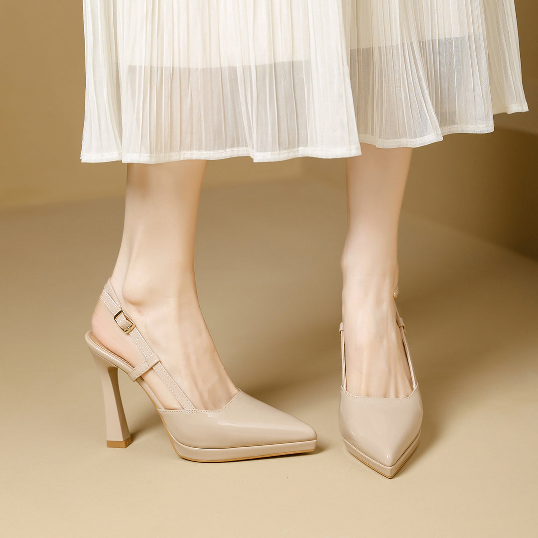 Damen Slingback-Pumps mit glanzvollem Design und elegantem Absatz EB