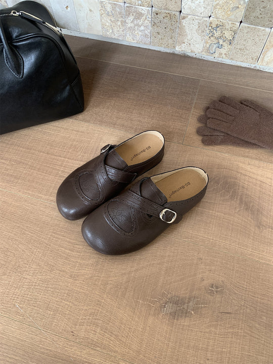 Damen Mokassins mit floralem Schnallenakzent und hochwertigem Leder EB