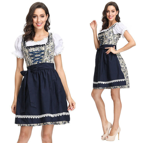 Damen nan traditionelles Dirndlkleid mit geschnürtem Mieder und abnehmbarer Schürze EB