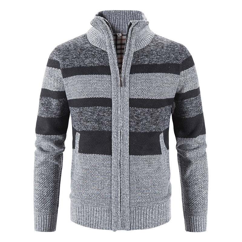 Herren modische Strickjacke mit Stehkragen und Reißverschluss EB