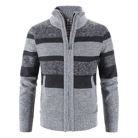Herren modische Strickjacke mit Stehkragen und Reißverschluss EB