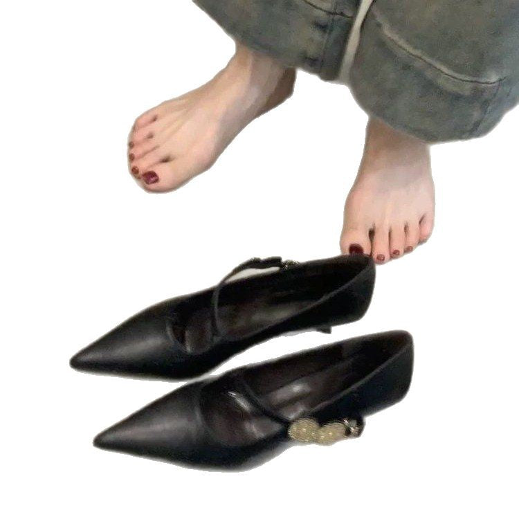 Damen elegante Mary Jane Pumps mit modischen Strassakzenten EB