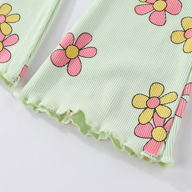 Mädchen Flared Leggings mit floralem Design EB