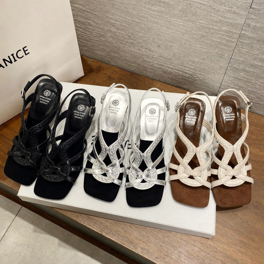 Damen Sling-Sandalen mit geflochtenem Riemen und elegantem Keilabsatz EB