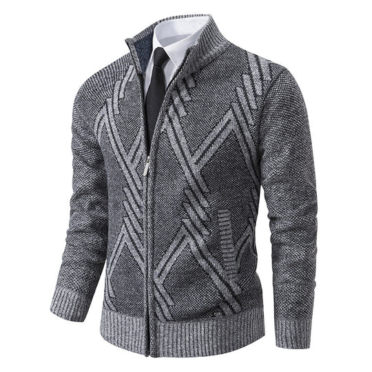 Herren Strickjacke mit modernen geometrischen Mustern EB