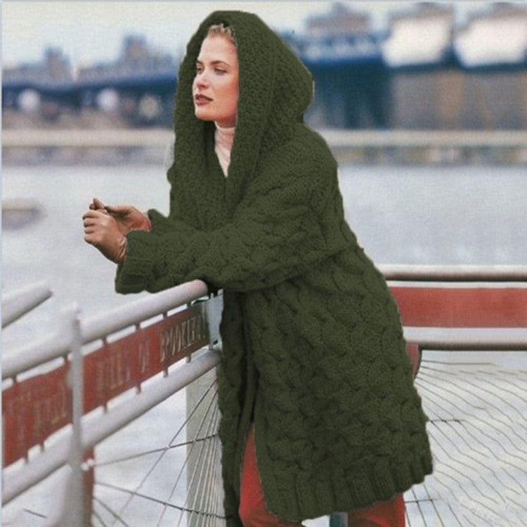 Damen Großer Strickcardigan mit weichem Material und praktischer Kapuze EB