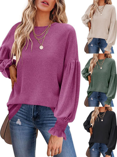 Damen Modischer Pullover mit Puffärmeln EB