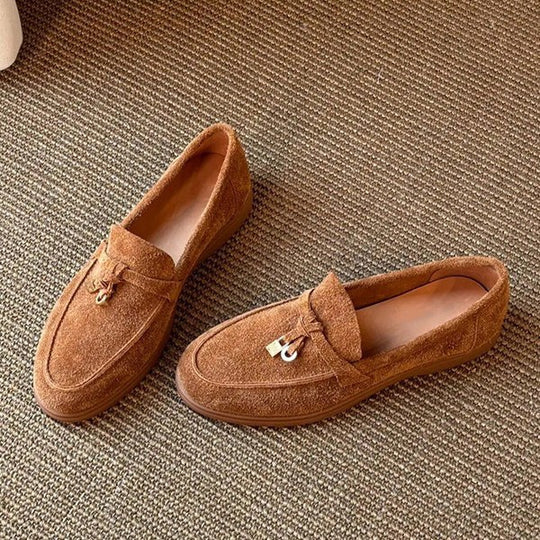 Damen elegante Mokassins aus Wildleder mit modischen Akzenten EB