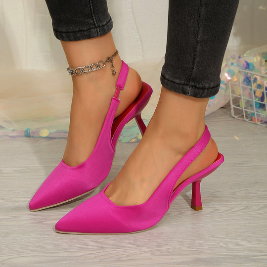 Damen elegante Sling-Pumps mit schmalem Riemen und hochglänzendem Finish EB