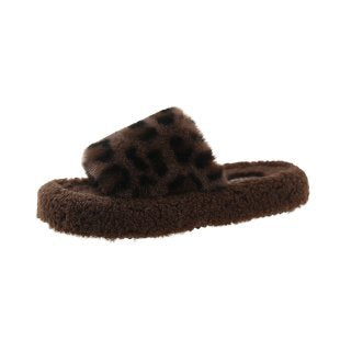 Damen Flauschige Hausschuhe mit tierischem Muster EB