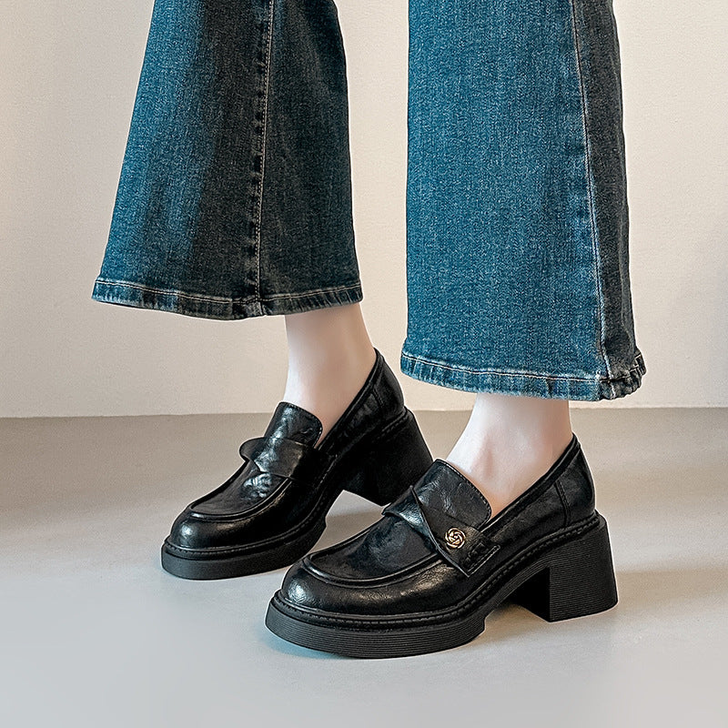 Damen Modische Loafers mit Blockabsatz EB