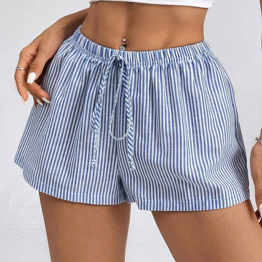 Damen gestreifte Freizeithose mit verstellbarem Kordelzug EB