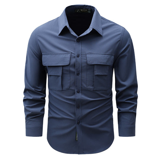 Herren nan robustes Outdoor-Utility-Hemd mit verschließbaren Brustklappen und Ripstopgewebe EB