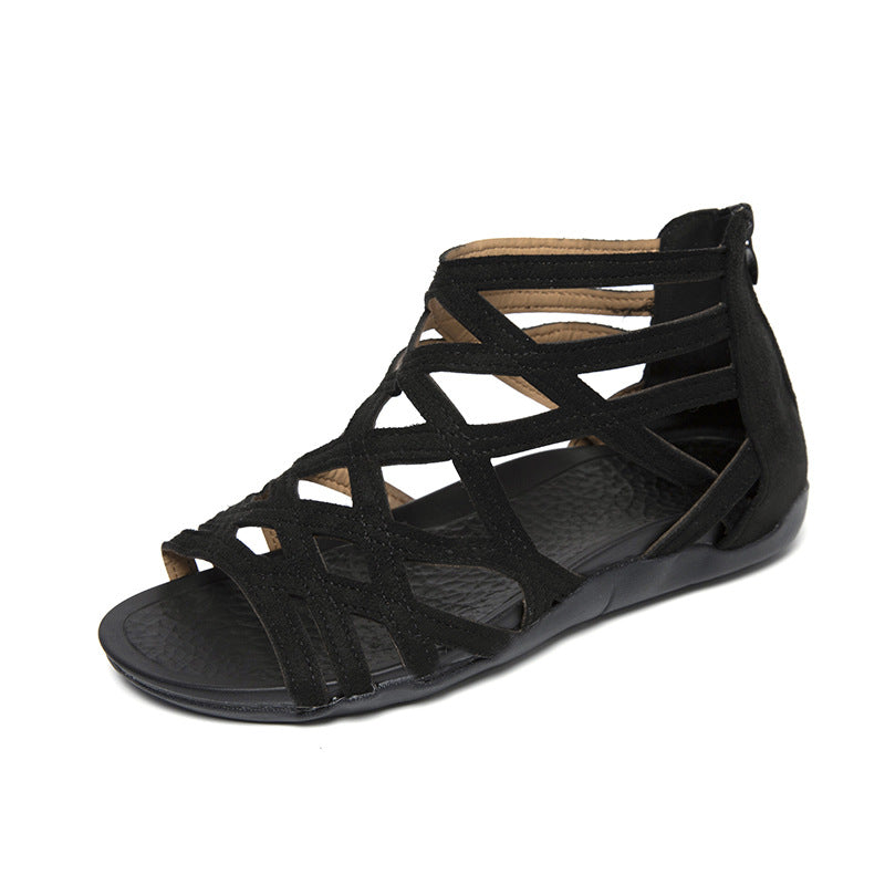 Damen  Riemchen-Sandalen mit geflochtenem Gitterdesign, gepolstertem Komfortfußbett und praktischem Fersenreißverschluss EB