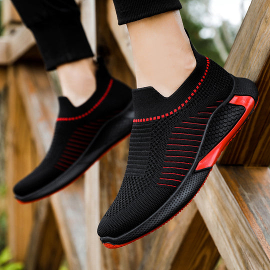 Damen Sportliche Slip-On Sneakers mit atmungsaktiver Strickoberfläche und flexibler Sohle EB