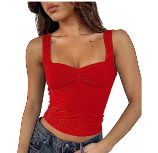 Damen Crop-Top mit gerafftem Detail und quadratischem Ausschnitt EB