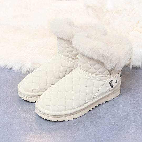 Damen kuschelige Winterstiefel mit modischem Obermaterial und elegantem Kunstfell EB