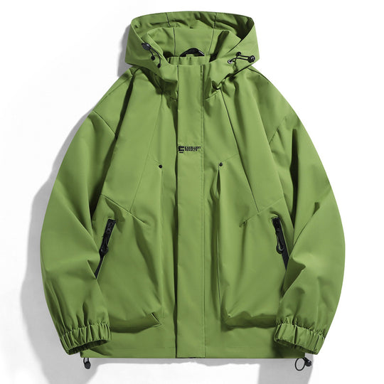 Herren wind- und wasserabweisende Kapuzenblouson mit ergonomischen Nähten, verstellbarem Saum und sicheren Reißverschlusstaschen EB