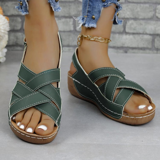 Damen Komfortable Sandalen mit gekreuzten Riemen EB