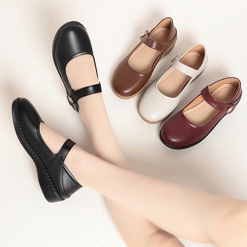Damen Komfortable Mary Jane Ballerinas mit flexiblem Riemen und dekorativem Schmuckdetail EB