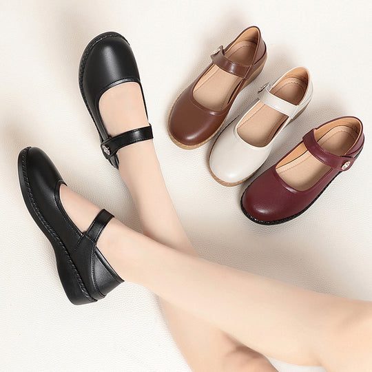 Damen Komfortable Mary Jane Ballerinas mit flexiblem Riemen und dekorativem Schmuckdetail EB