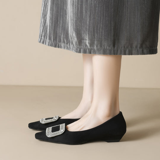 Damen elegante Ballerinas mit funkelnder Schnallenverzierung EB