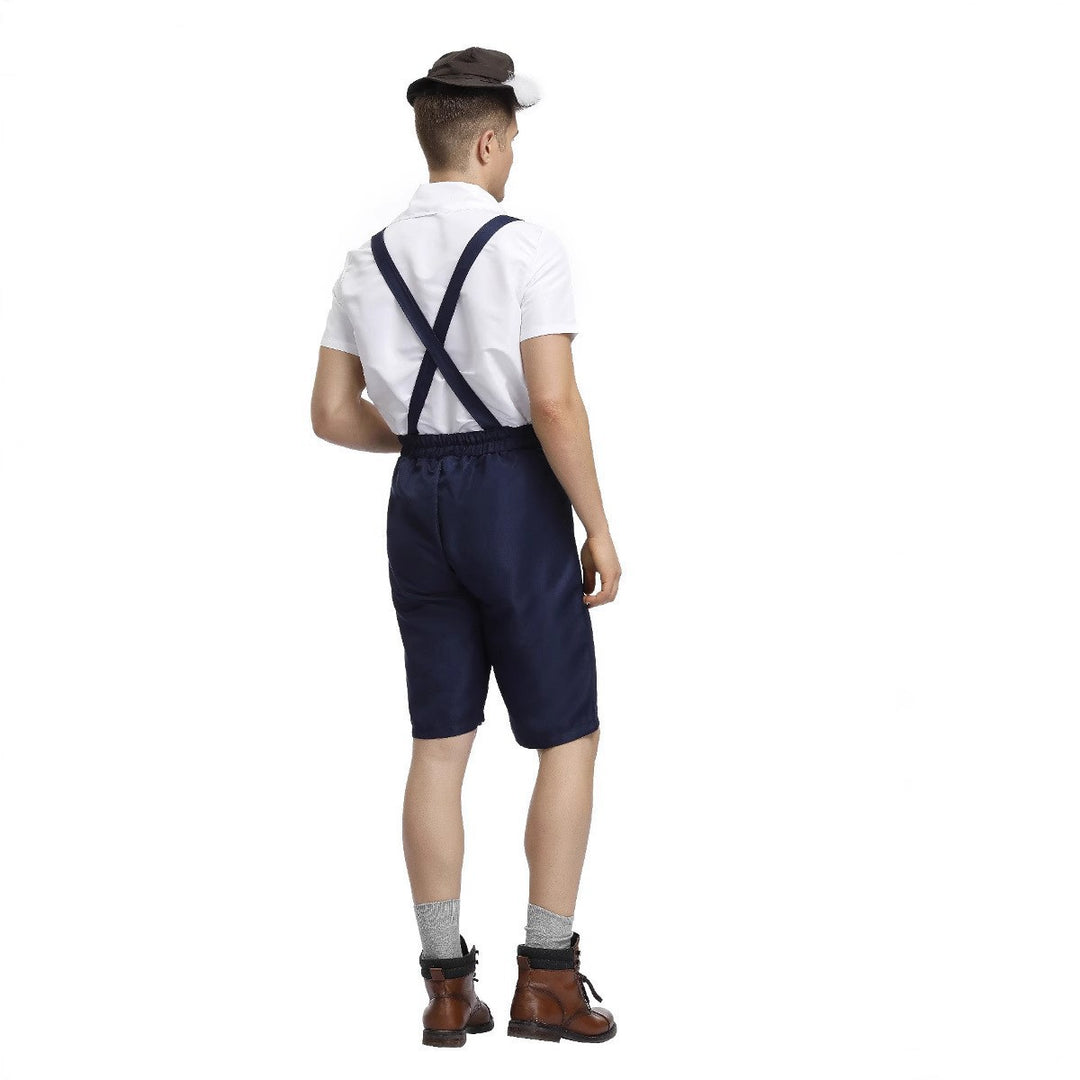 Herren nan traditionelle Oktoberfest Lederhose kurz mit verstellbaren Trägern und Zierstickerei EB