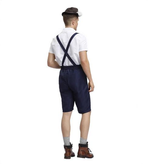 Herren nan traditionelle Oktoberfest Lederhose kurz mit verstellbaren Trägern und Zierstickerei EB