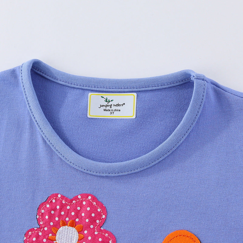 Mädchen Baumwoll-Kleid mit handgestickter Einhorn-Applikation EB