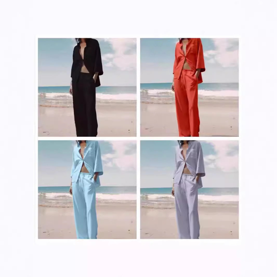 Damen Modisches Strand-Ensemble mit lockerem Schnitt EB