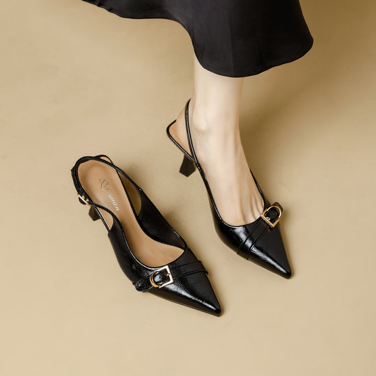 Damen Slingback-Pumps mit verstellbarem Riemen und eleganter Schnallenapplikation EB