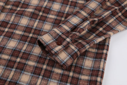 Damen Karierte Flanellbluse mit elegantem Schnitt und bequemen Ärmeln EB