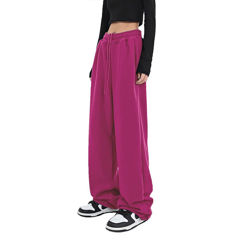 Damen nan lockerfallende Palazzohose aus Sweat mit hochgeschnittenem Komfortbund, Tunnelzug und seitlichen Eingrifftaschen EB