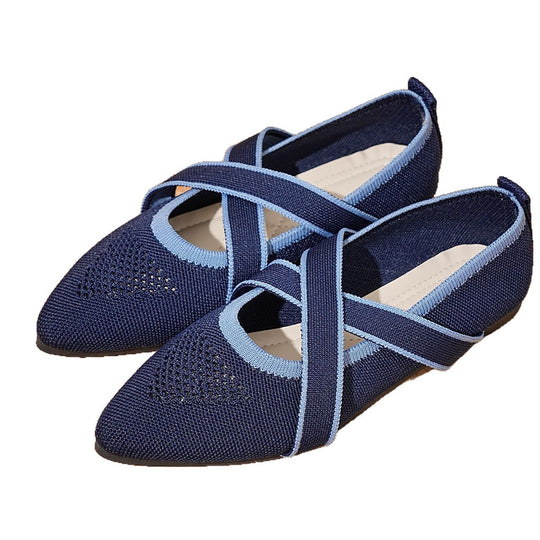 Damen Ballerinas mit modischer Kreuzband-Applikation und rutschfester Sohle EB