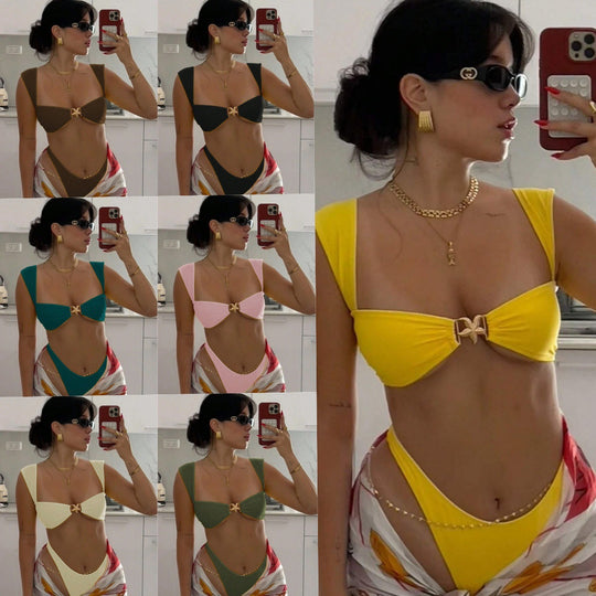 Damen Bikini-Set mit elegantem Knoten-Detail und hochwertigem Bindemuster EB