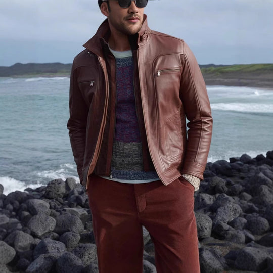Herren lässige jacke mit modernem Stehkragen und vielseitigen Taschen EB