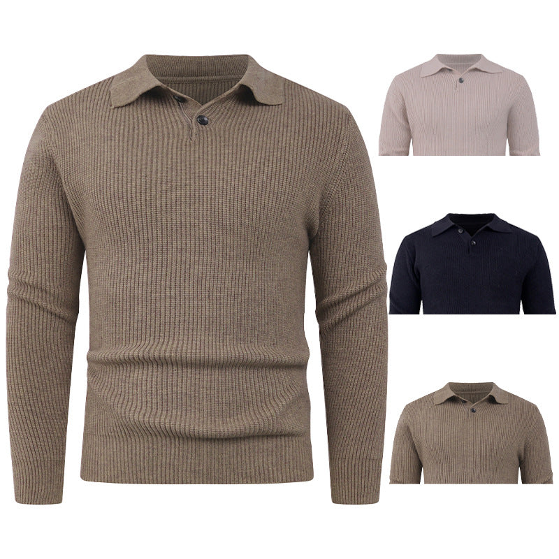Herren Strickpullover mit modernem Polokragen und funktionalem Knopfverschluss EB