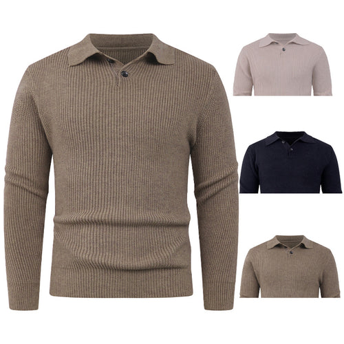 Herren Strickpullover mit modernem Polokragen und funktionalem Knopfverschluss EB