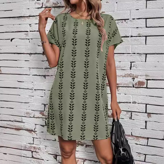 Damen lässiges Freizeitkleid mit trendigem Blumenmuster und komfortablem Schnitt EB