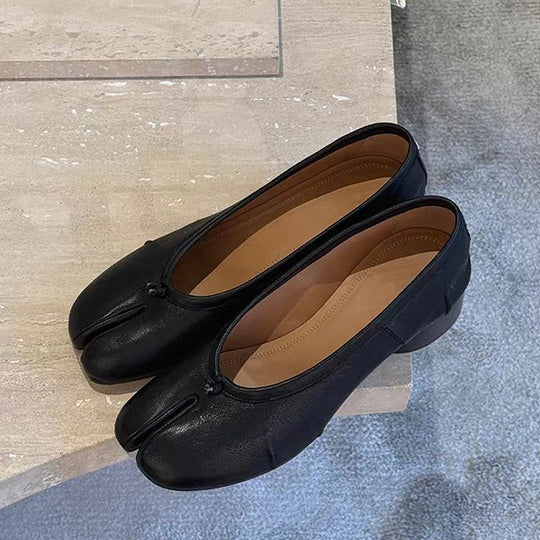 Damen Ballerinas mit spezieller Zehenöffnung und komfortablem Blockabsatz EB
