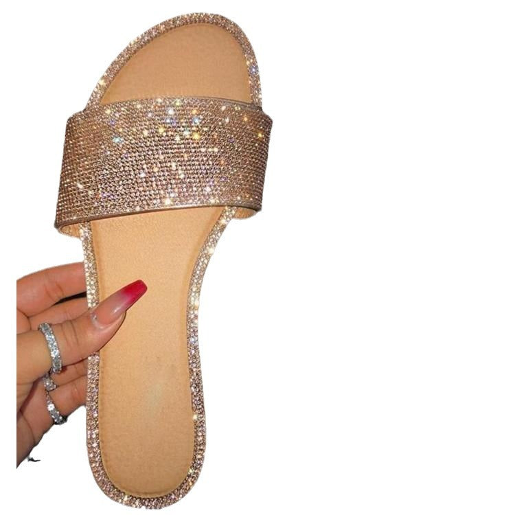 Damen Glamouröse Slides mit funkelnder Strassverzierung EB