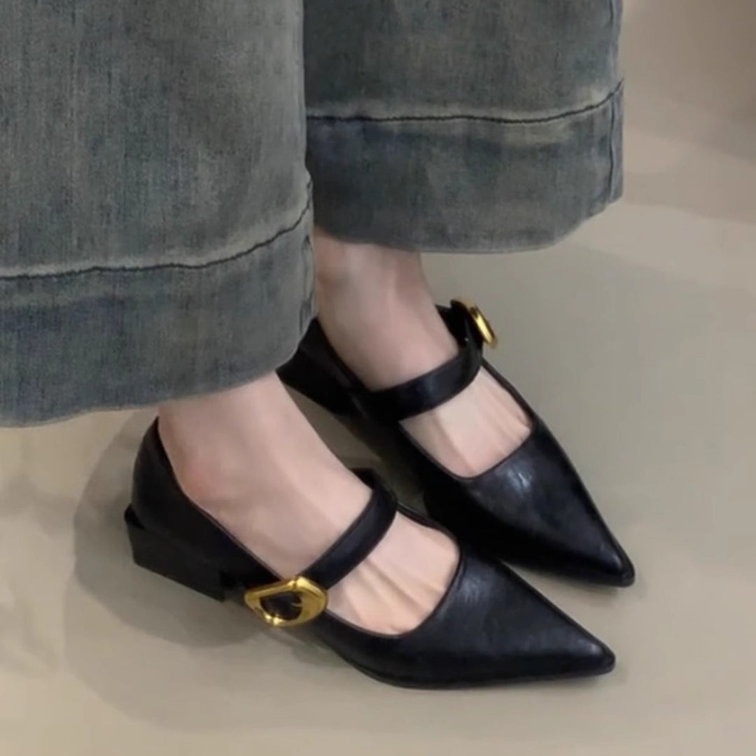 Damen elegante Mary Jane Ballerinas mit modischer Schnallenverzierung EB