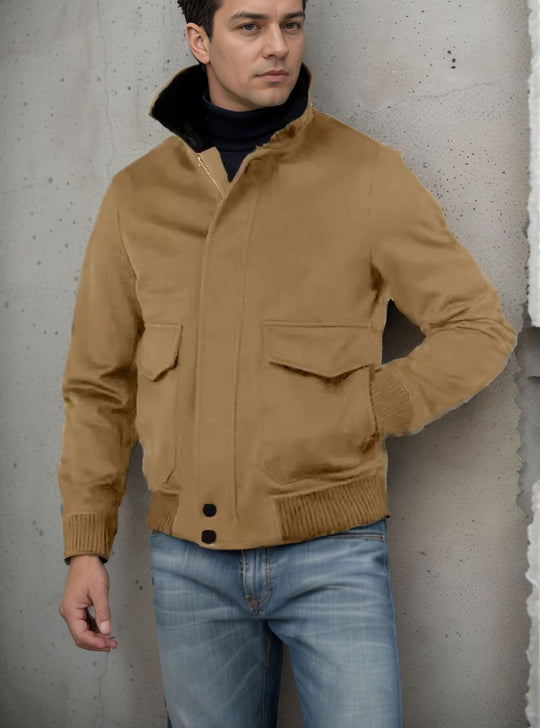 Herren modische Bomberjacke mit warmem Kragen EB