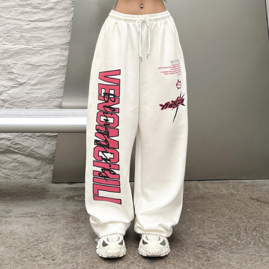 Damen nan weite High‑Waist Jogginghose mit auffälligem Grafikprint EB