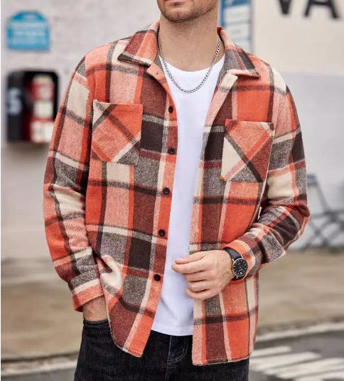 Herren lässige Karomuster Hemdjacke EB