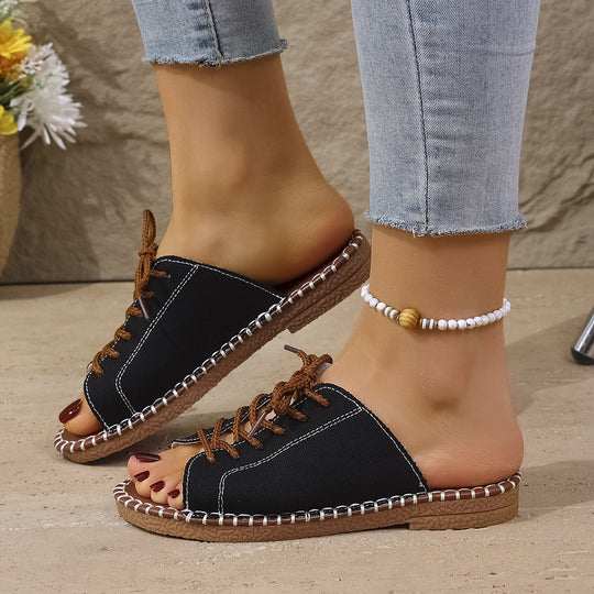 Damen Slip-On Sandalen mit modischem Schnürdesign und komfortabler Fußbettung EB