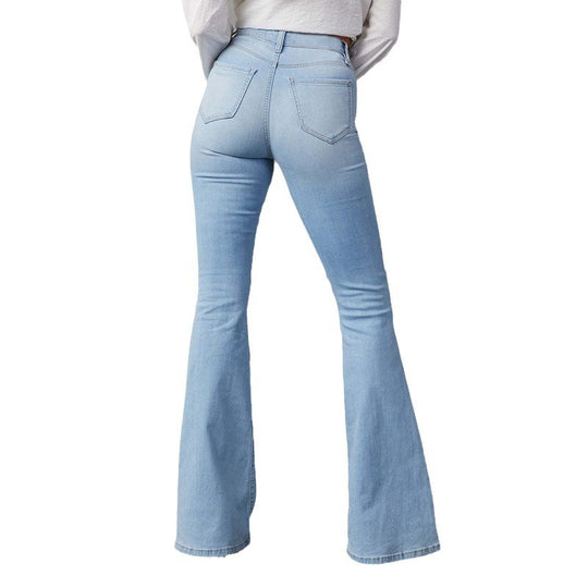 Damen Flared Jeans mit hohen Rissen und hohem Bund EB