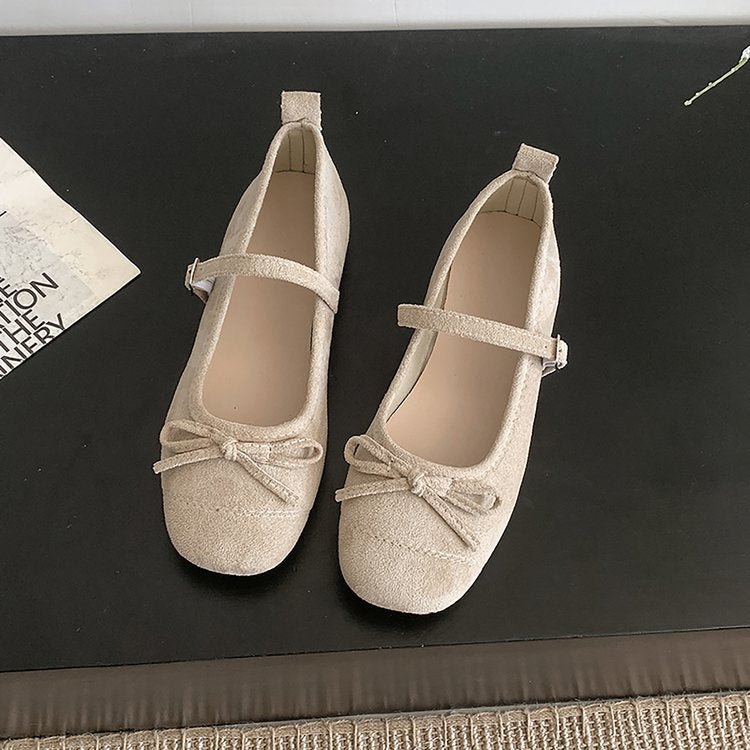 Damen elegante Ballerinas mit modischem Riemen und Schleifenakzent EB