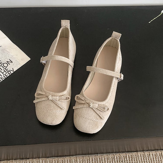 Damen elegante Ballerinas mit modischem Riemen und Schleifenakzent EB