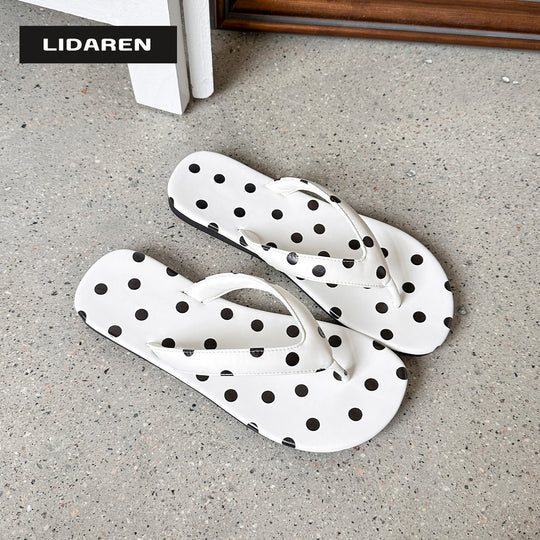 Damen Zehentrenner-Sandalen mit modernem Punkte-Design EB